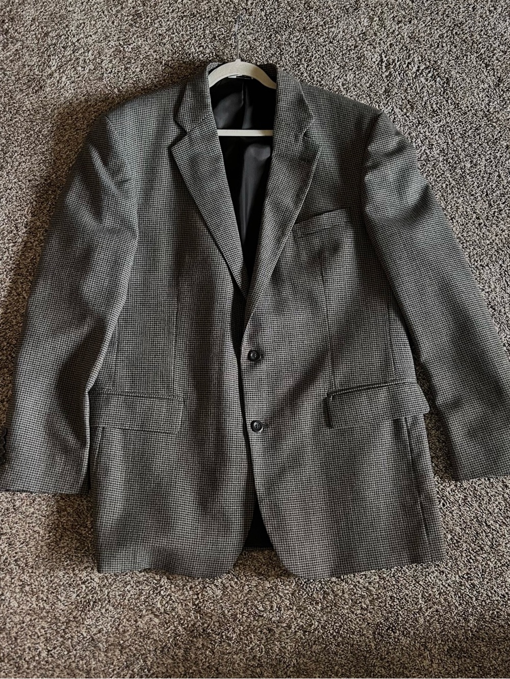 Men's Houndstooth black Two-Button Blazer